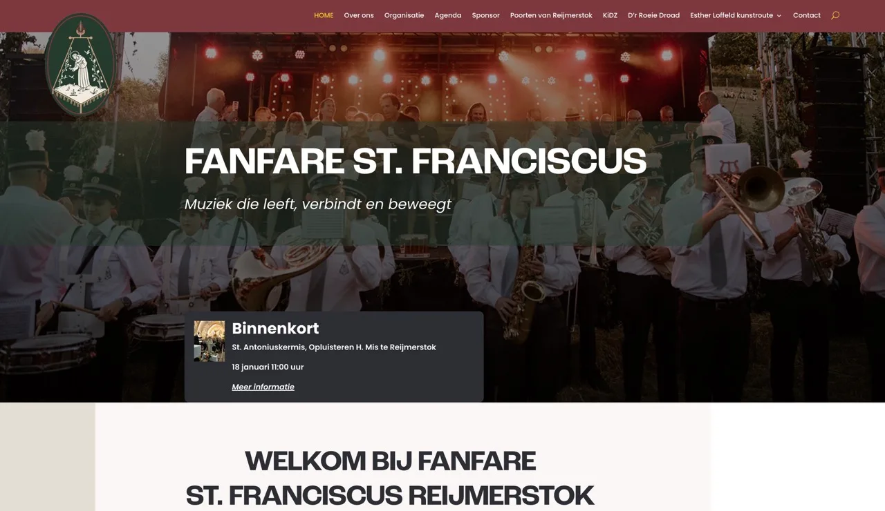 Website Fanfare Sint Franciscus Reijmerstok